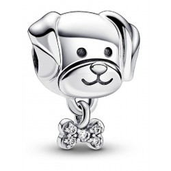Pandora Pet Dog & Bone Charm από Ασήμι με Ζιργκόν