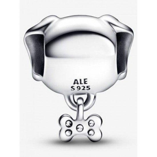 Pandora Pet Dog & Bone Charm από Ασήμι με Ζιργκόν