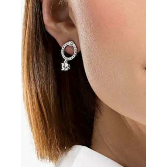 Swarovski Constella Κρίκοι με Στρογγυλή Κοπή και Επιμετάλωση Ροδίου (5563278) Λευκά