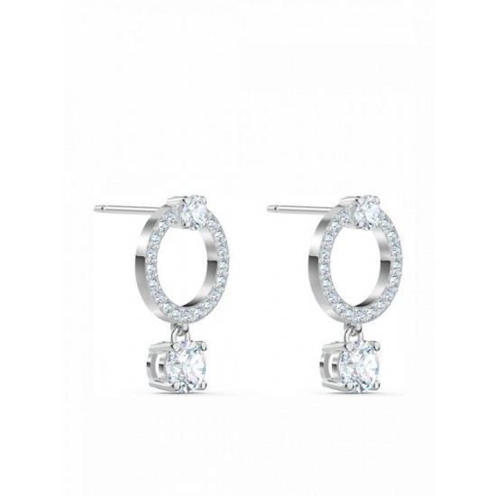 Swarovski Constella Κρίκοι με Στρογγυλή Κοπή και Επιμετάλωση Ροδίου (5563278) Λευκά