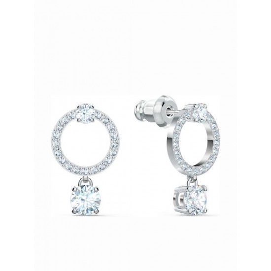 Swarovski Constella Κρίκοι με Στρογγυλή Κοπή και Επιμετάλωση Ροδίου (5563278) Λευκά