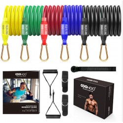 Coowoo (B08CDD5TKT) Σωληνωτά Λάστιχα Γυμναστικής με Λαβές Σετ 6τμχ Πολύχρωμα