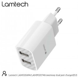 Lamtech Φορτιστής Χωρίς Καλώδιο με 2 Θύρες USB-A (LAM020694) Λευκός