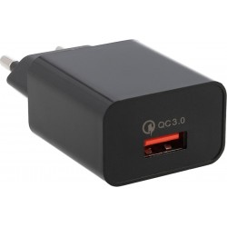 Lamtech Quick Charger USB3.0 18W With Type-C Cable 1M Black (LAM021981)