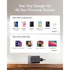 Anker 521 Nano Pro Φορτιστής Χωρίς Καλώδιο με 2 Θύρες USB-C 40W (A2038312) Μαύρος