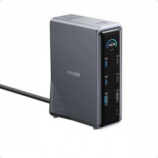 Anker USB-C Docking Station με HDMI 4K PD Ethernet και σύνδεση 2 Οθονών Μαύρο (A83B63A1)