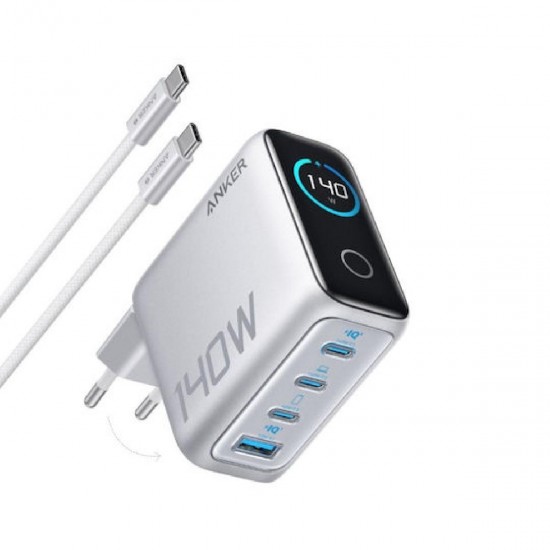 Anker Laptop Charger 140W, 4-Port, PD 3.1 με καλώδιο USB-C (Β2697341) Λευκό