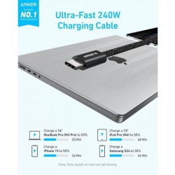Anker Zolo USB 2.0 Cable USB-C male - USB-C 240W (A8060111) Μαύρο