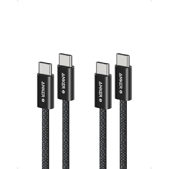 Anker Zolo USB C to USB C Cable, Braided 240W, 1m+1m (B8060111) Black