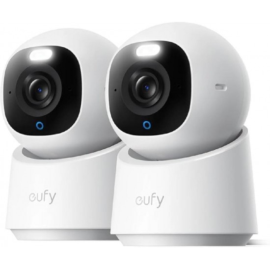 Anker Eufy E30 2-Pack Indoor Security Camera, 4K UHD, 360 AI, Color Night Vision (T8417321) White