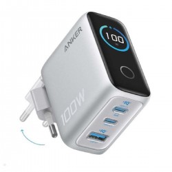 Anker Φορτιστής GaN με Θύρα USB-A και 2 Θύρες USB-C και Καλώδιο USB-C - USB-C 100W Power Delivery  (B121B641) Ασημί