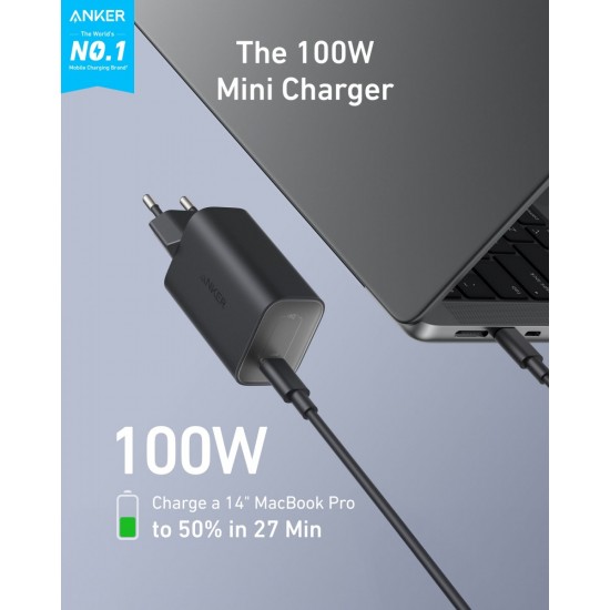 Anker Nano Charger (100W) with USB-C Cable (B2679311) Black