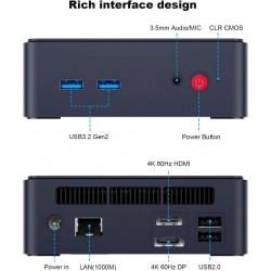 AWOW AK10 Pro Mini PC Intel N100 16GB RAM 512GB SSD Black