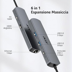 Acer 6-in-1 USB C Hub ODK5D0 Γκρι