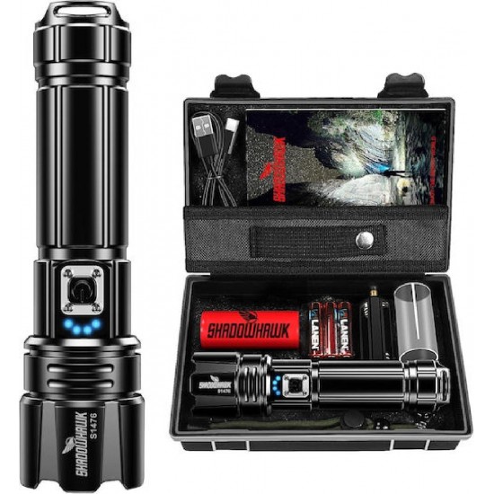 Shadowhawk Επαναφορτιζόμενος Φακός LED IP67 με Μέγιστη Φωτεινότητα 10000lm (SH-1476)