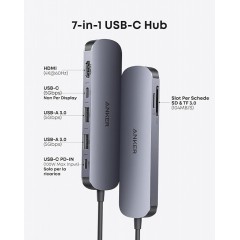Anker Nano 7-in-1 USB-C Hub 4K PD (A83D20A1) Γκρι
